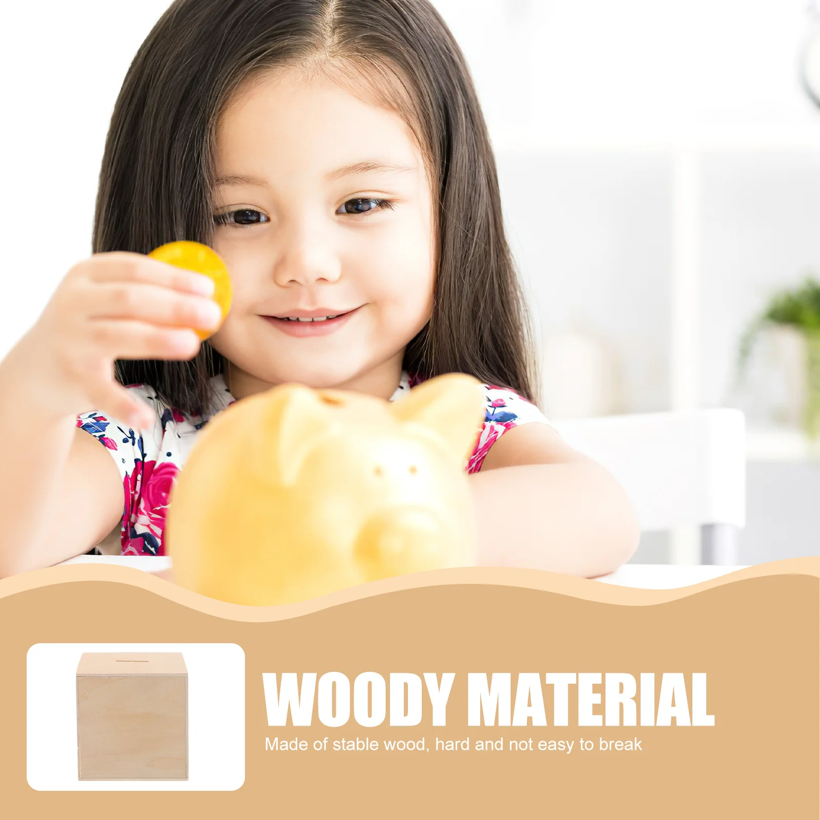 2 قطعة البنوك الخشبية غير المكتملة لتقوم بها بنفسك توفير المال جرة للأطفال اليدوية الحرفية النشاط ديكور عملة تخزين مكتب منزلي #2