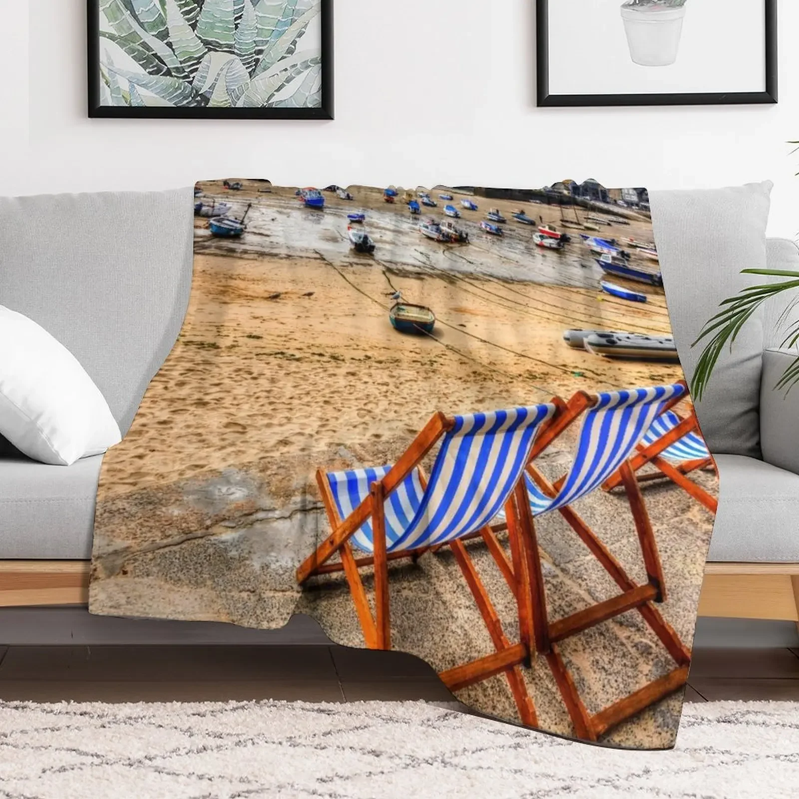 St Ives Bay, Cornwall, UK Throw Blanket Sofa Luxury Designer Blankets