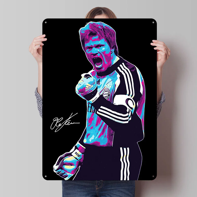 Oliver Kahn Soccer Style Retro Art Printed Poster Customized Retro Wall Art Vintage Metal Tin Signs for Living Room Decorations