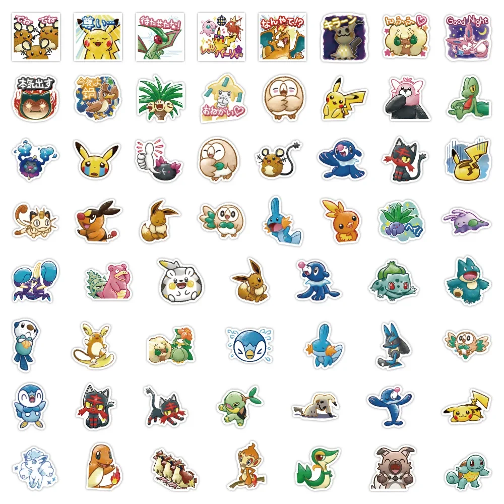 40pcs Pokemon Pikachu Stickers Cute Cartoon Japanese Cartoon Waterproof Stickers