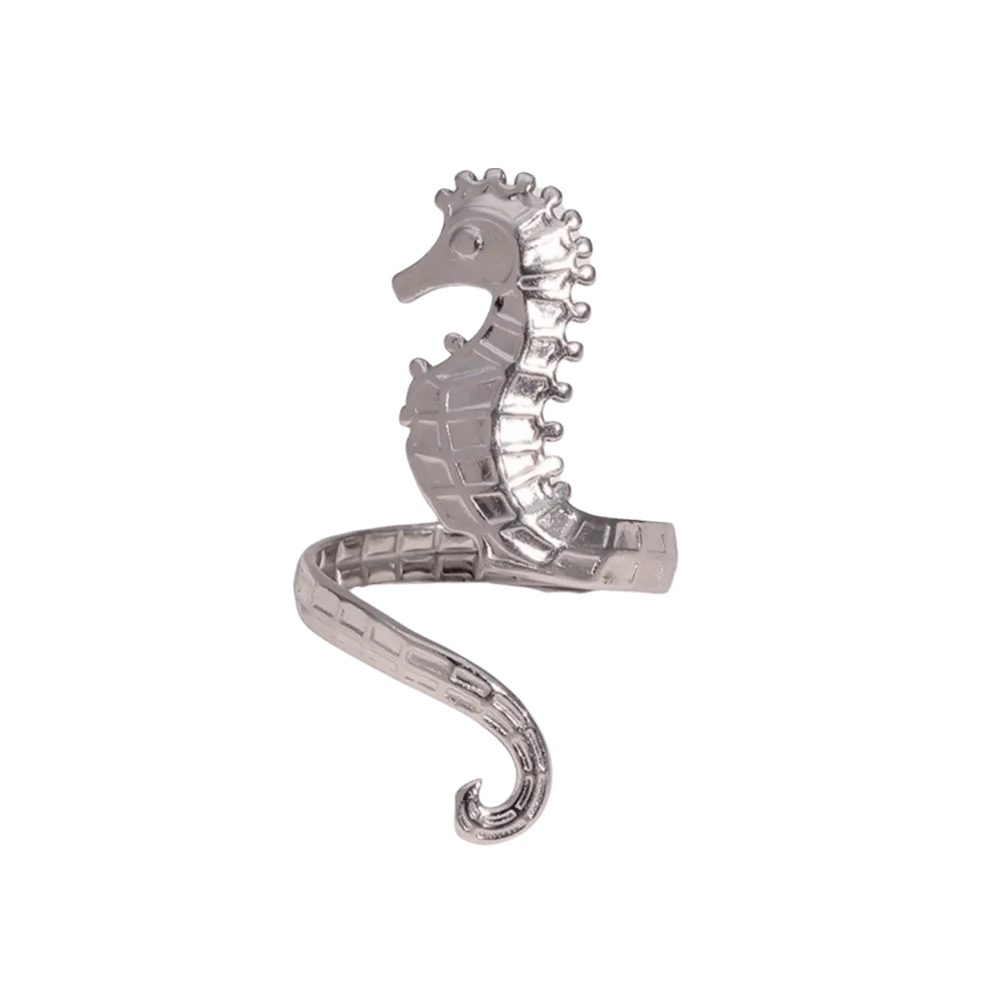 Exaggerated Stainless Steel Seahorse Ring Adjustable Non Fade Wrap Band Ring Lightweight Vintage Enamel Open Ring Gift
