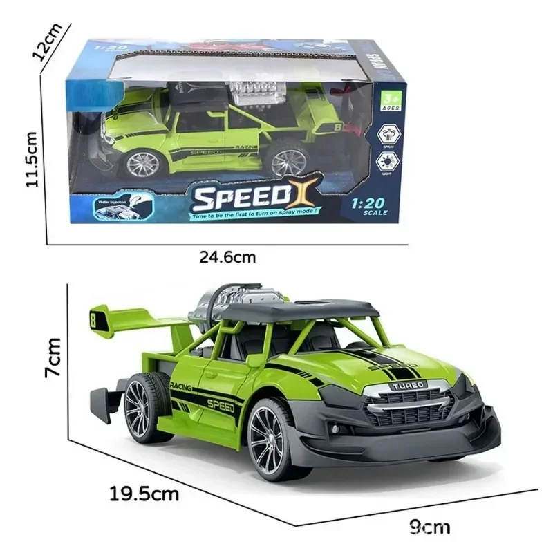 1:20 RC Racing Car 2.4G รีโมทคอนโทรลรถบรรทุกควันไฟสเปรย์ไฟฟ้ารถวิทยุควบคุมเครื่องของเล่นสําหรับ boy