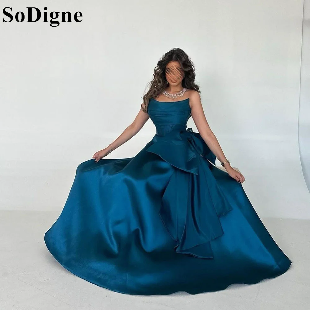 SoDigne Saudi Arabia Strapless A-Line Prom Dresses Large Bow 2024 Formal Occasion Evening Gowns for Women Customized Dresses