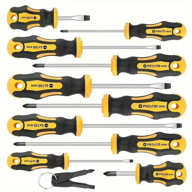 Magnetic Screwdriver Set Phillips Flat Head Non‑Slip Handle Multi‑Size Hand Screwdrivers Kit for Home ApplianceElectronicsRepair