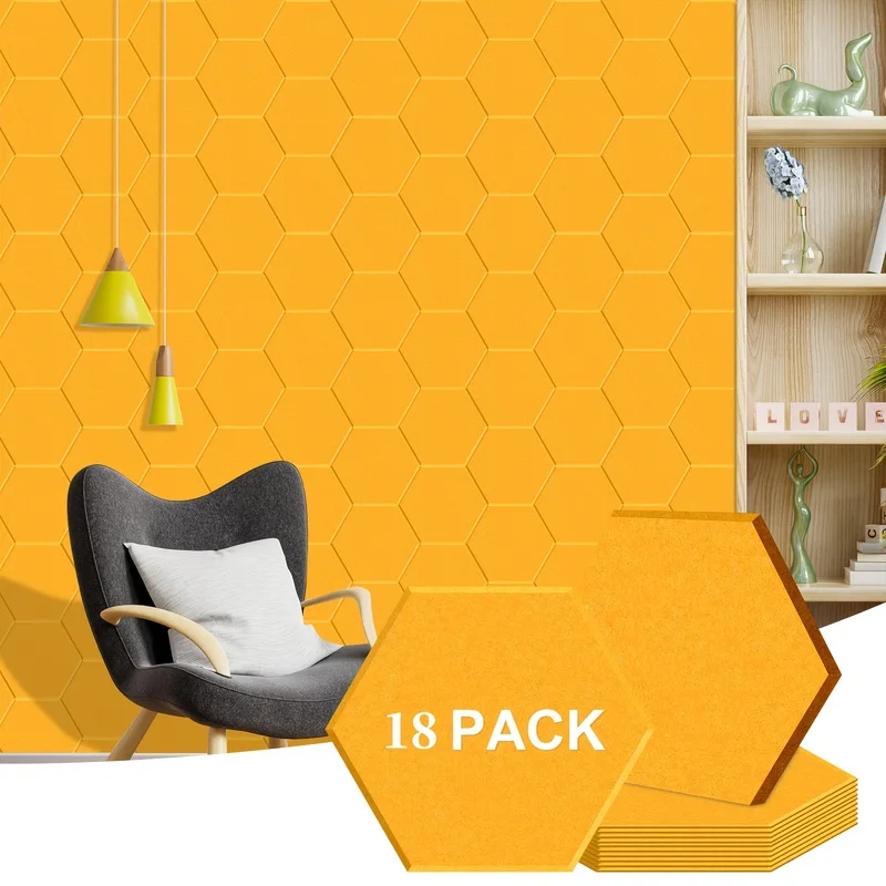 Hexagon Soundproof Felt Cork Tiles Acoustic Wall Panel Stickers Sound-absorbing Bulletin Pin Boards for Home Office Decorative