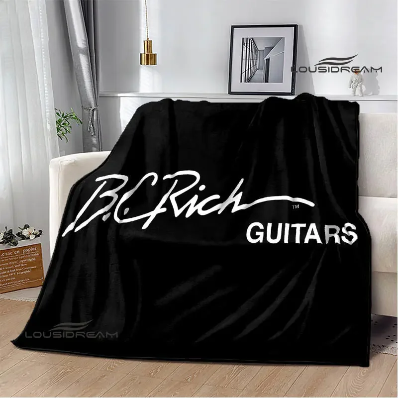 B.C.rich guitar logo printed printed blanket warm beautiful flannel soft and comfortable home travel bed blanket birthday gift