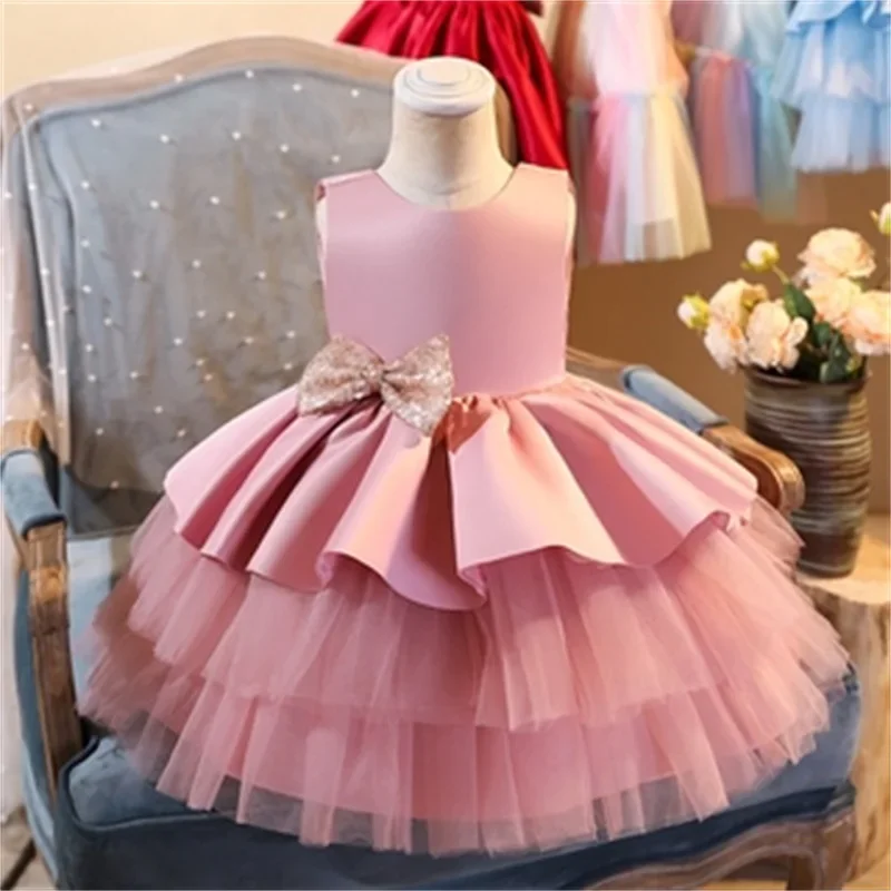 Kids Girls Dress for Birthday Party 1-5Y Baby Princess Dresses 2024 New Sleeveless Kids Clothes for Baby Girl Weddings Prom Gown