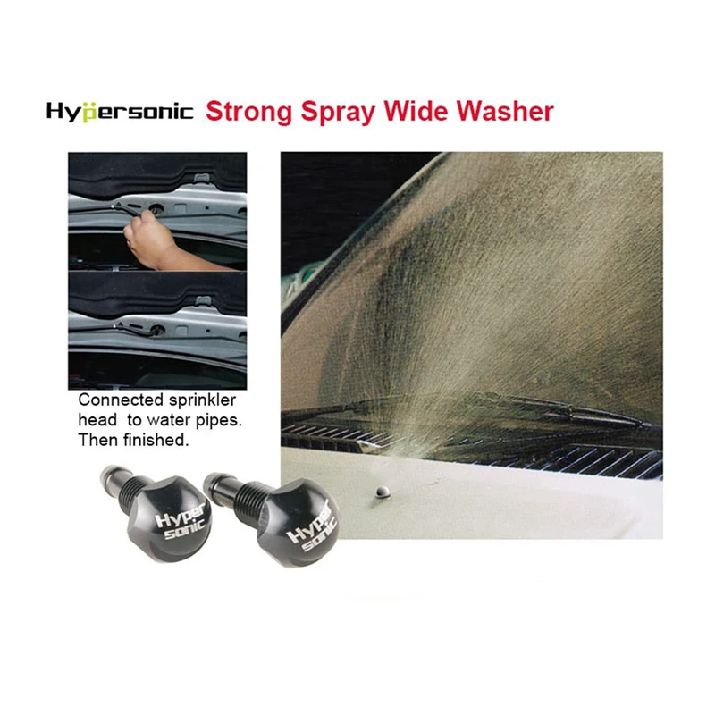 HYPERSONIC 2Pcs Car Universal Windshield Wiper Washer Spray Nozzle