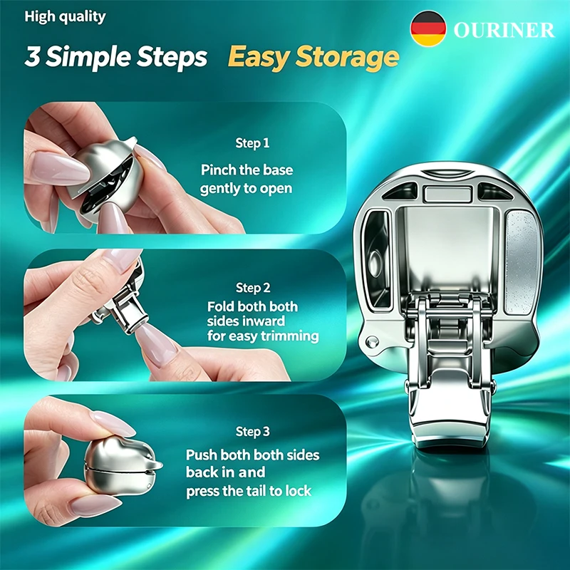 OURINER Mini Folding Nail Clippers Cute Dog‑Shaped Stainless Steel Nail Cutter Portable Pocket Nail Trimmer for Travel & Daily view 2