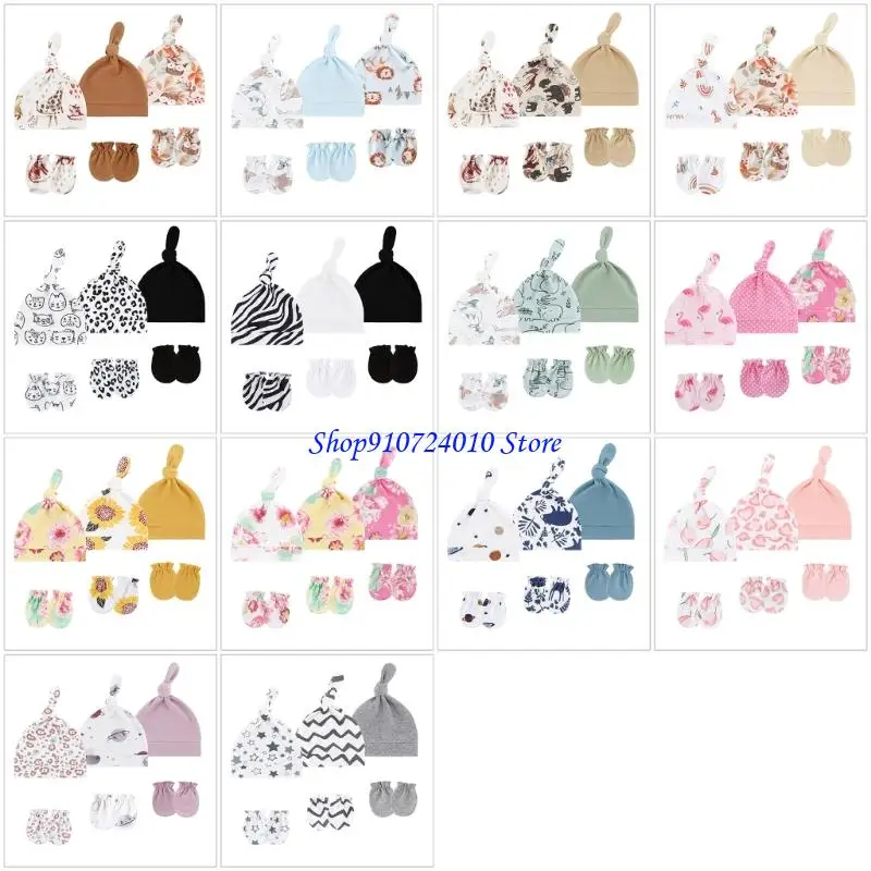 

77HD 3 SET COSY BATHALSEAL BABY BONNET Caps Сплошное цвет/спечатанная шляпа и Glovers