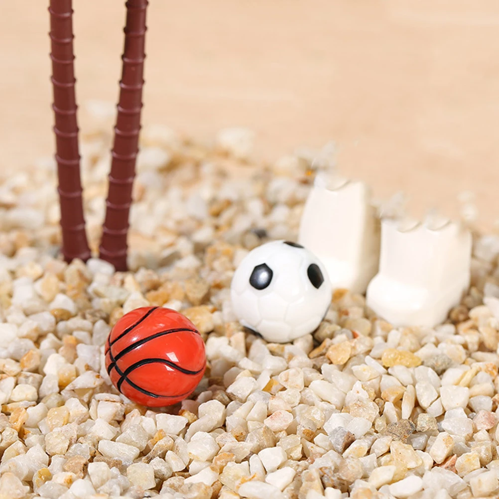 

20pcs Resin Small House Ornament Diy Landscape Decor Mini Playground Accessory Fairy House Craft Miniature Sports Balls