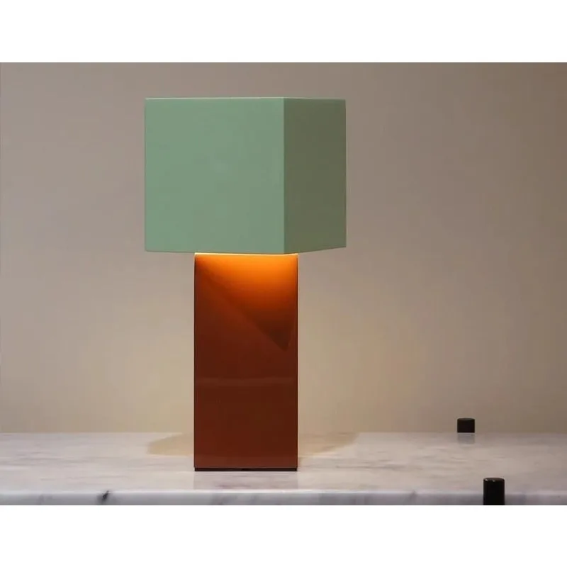 Contrast color cream wind portable exquisite high value desk lamp bedroom geometric dimming lamp