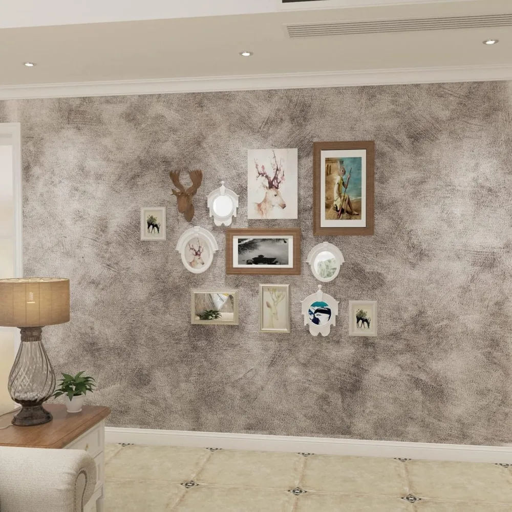 ورق جدران خرساني كبير بتأثير غسول الليمون باللون الرمادي والفضي مقاس 32 × 354 بوصة ورق اتصال فينيل قابل للإزالة ذاتي اللصق fo