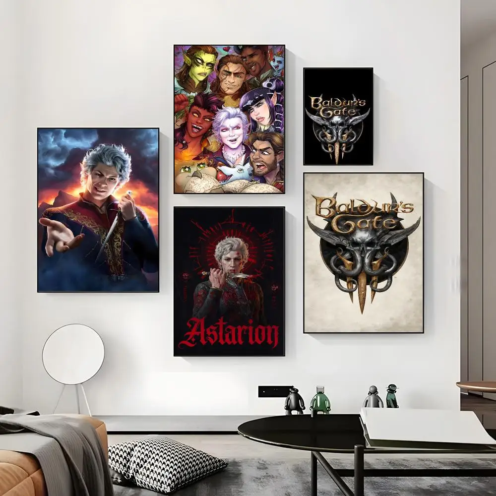 B-Baldurs G-Gate 3 Poster Paper Print Home Living Room Bedroom Entrance Bar Cafe Art Painting Decoration