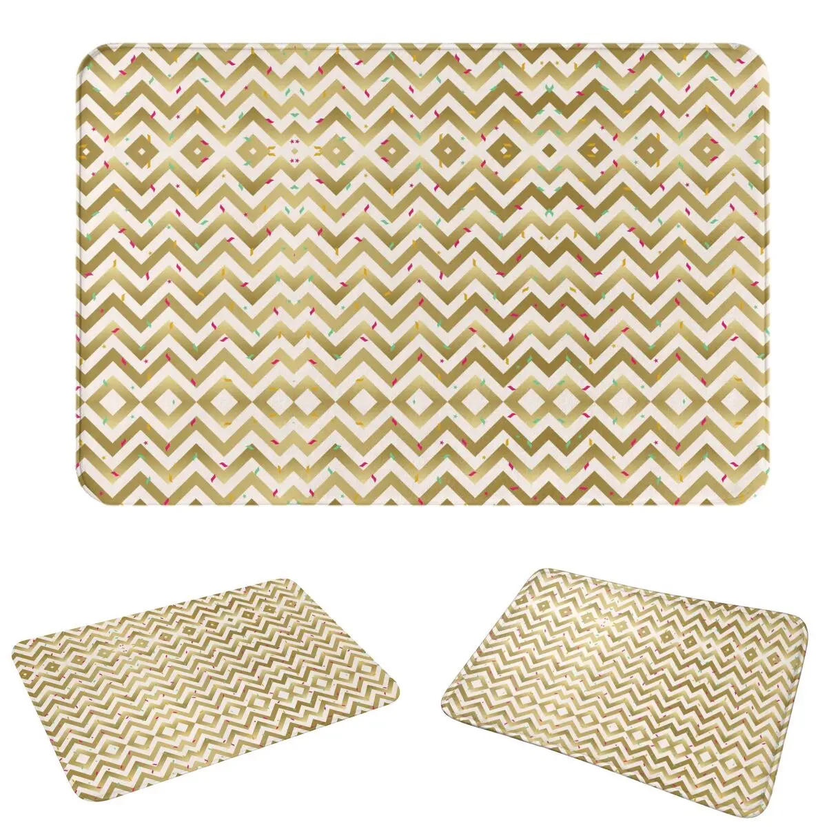 Bea-Gold Chevron Doormat Water oil proof Carpet Rug Kitchen Entrance Home Floor Mat for Balcony Footpad Mats