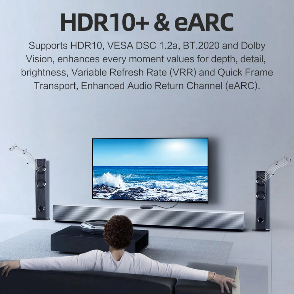 Extender adattatore HDMI 2.1 MOSHOU 8K 60Hz 4K 120Hz 48Gbps eARC HDR Video adattatore maschio-femmina per prolunga PS5 Sony