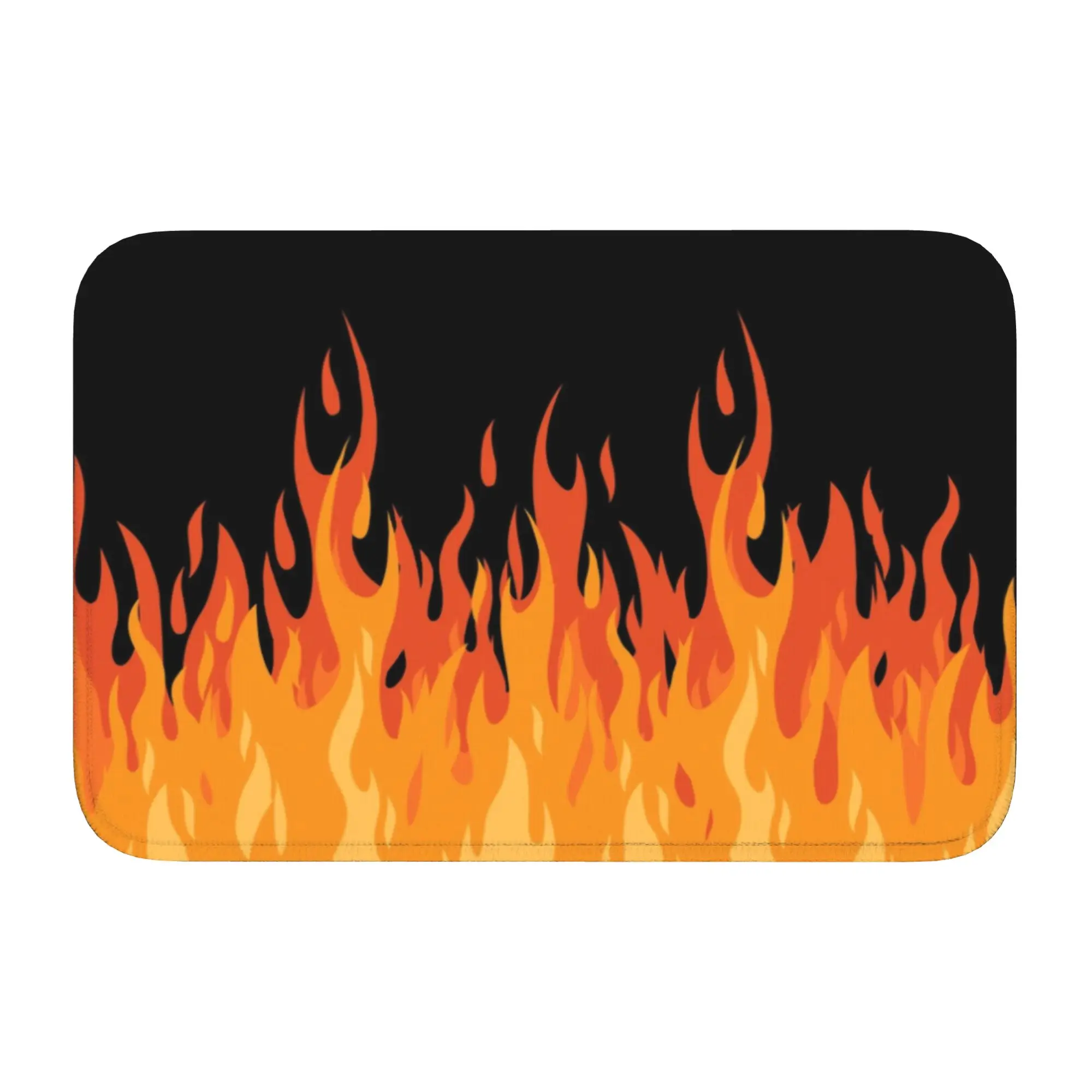 Custom Big Fire Orange Flames Doormat Anti-Slip Entrance Kitchen Bathroom Floor Door Mat Vintage Burning Flame Garden Carpet Rug