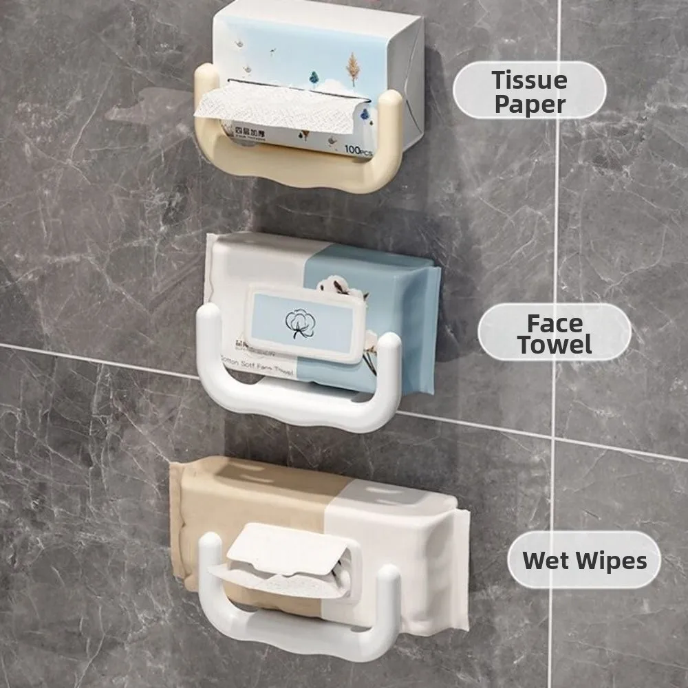 U-shaped Hanging Tissue Holder Removable Waterproof Wall-Mounted Napkin Holder Space Saving Punch-Free Paper Towel Container