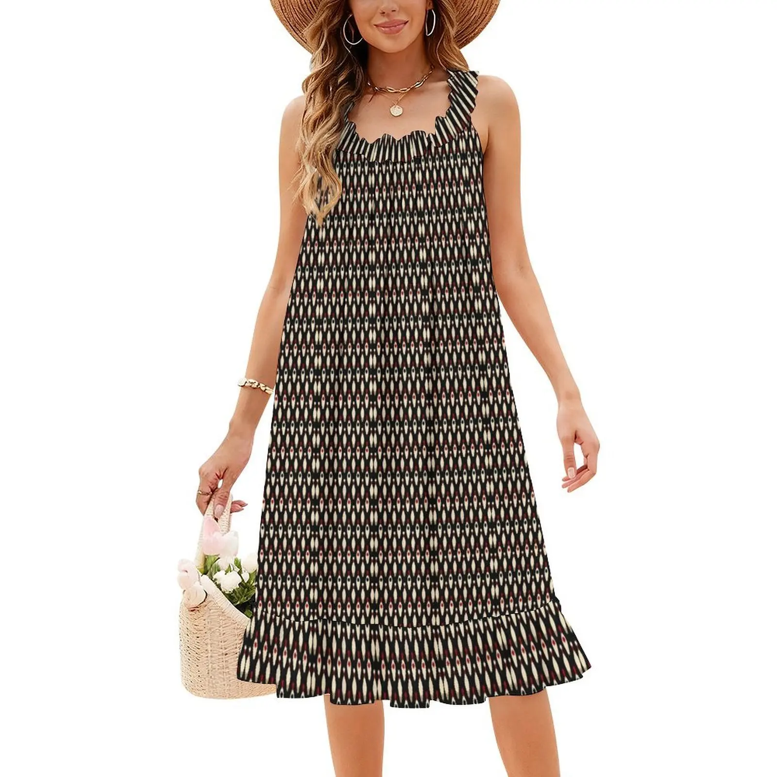 دبابيس البولينج نمط هندسي الأزهار سموك فستان للنساء الربيع الصيف فستان كاجوال للحزب أنماط الورد مجردة نابضة بالحياة #4