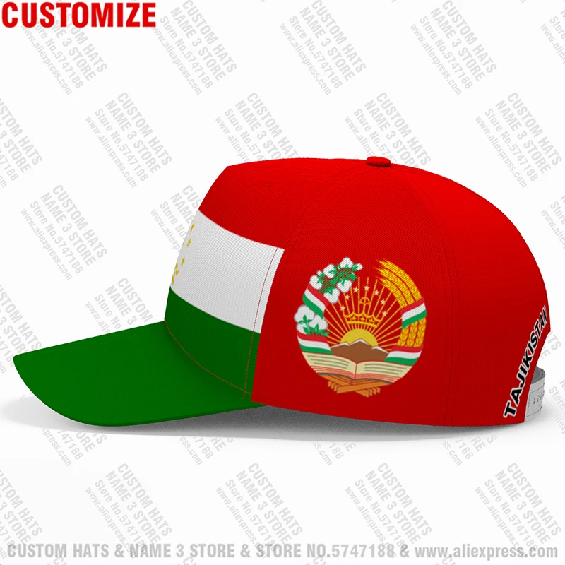 Tajikistan Youth Diy Custom Made Name Number Tjk Hat Nation Flag Tj Tajik Country College Print Photo Logo Text Baseball Cap