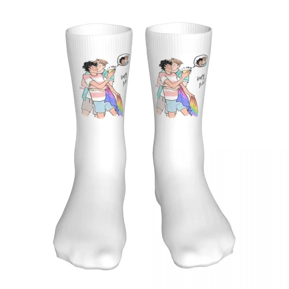 Heartstopper Nick Charlie Kiss Socks Men's Women's Polyester Casual Anime Lgbt Yaoi Boy Love Socks High Quality Stockings Gifts