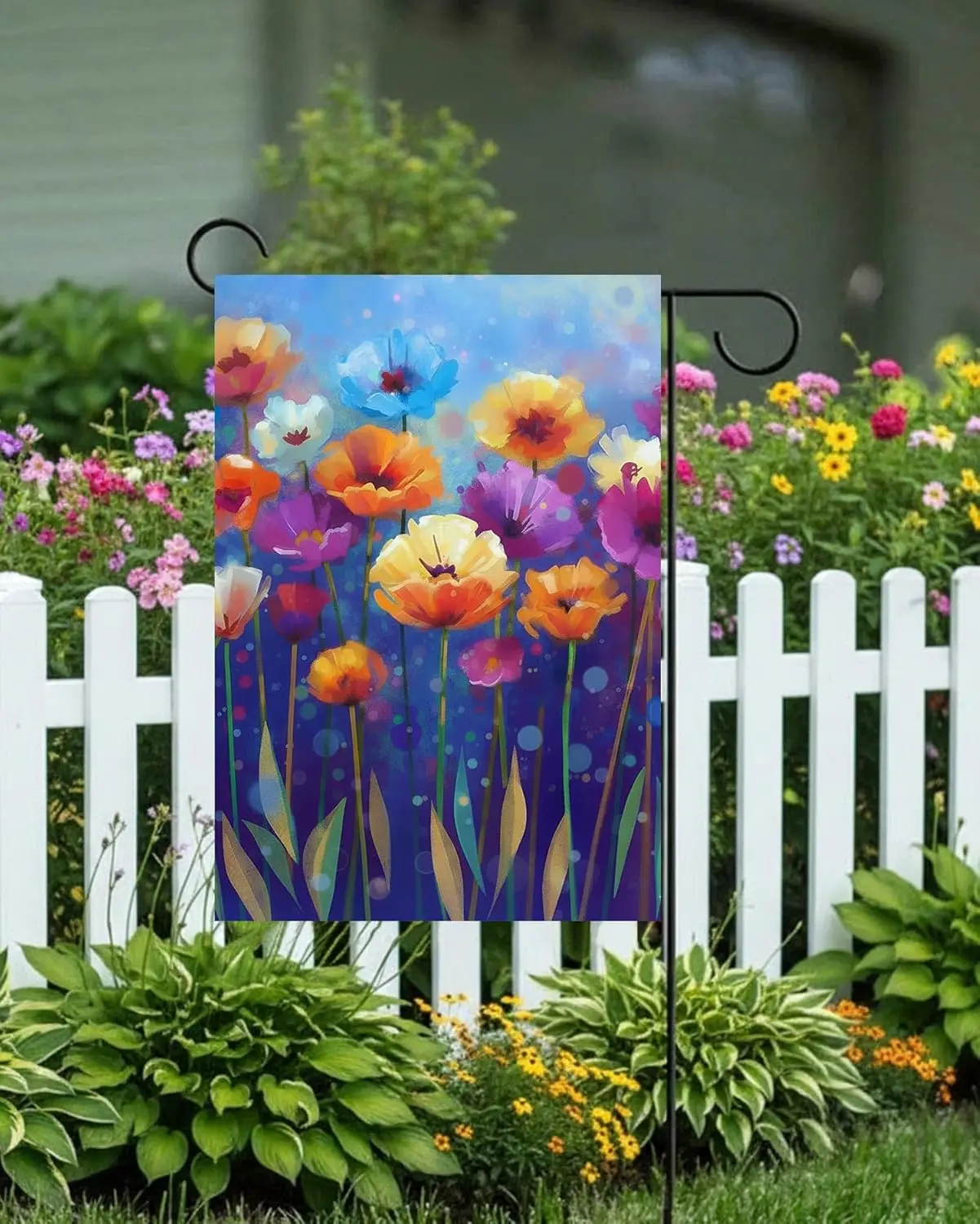 Watercolor Abstract Spring Seasonal Green Floral Daisy Flowers Garden Yard Flag 12