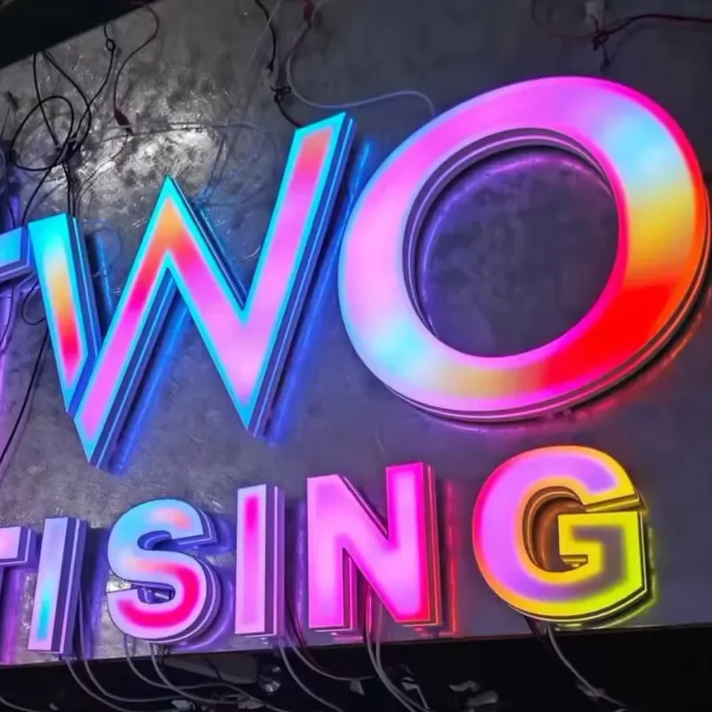 3D Full-Color LED Outdoor Advertisements Glowing Seven-Color Steel Billboards IP54 Weather Resistant Customizable Size for