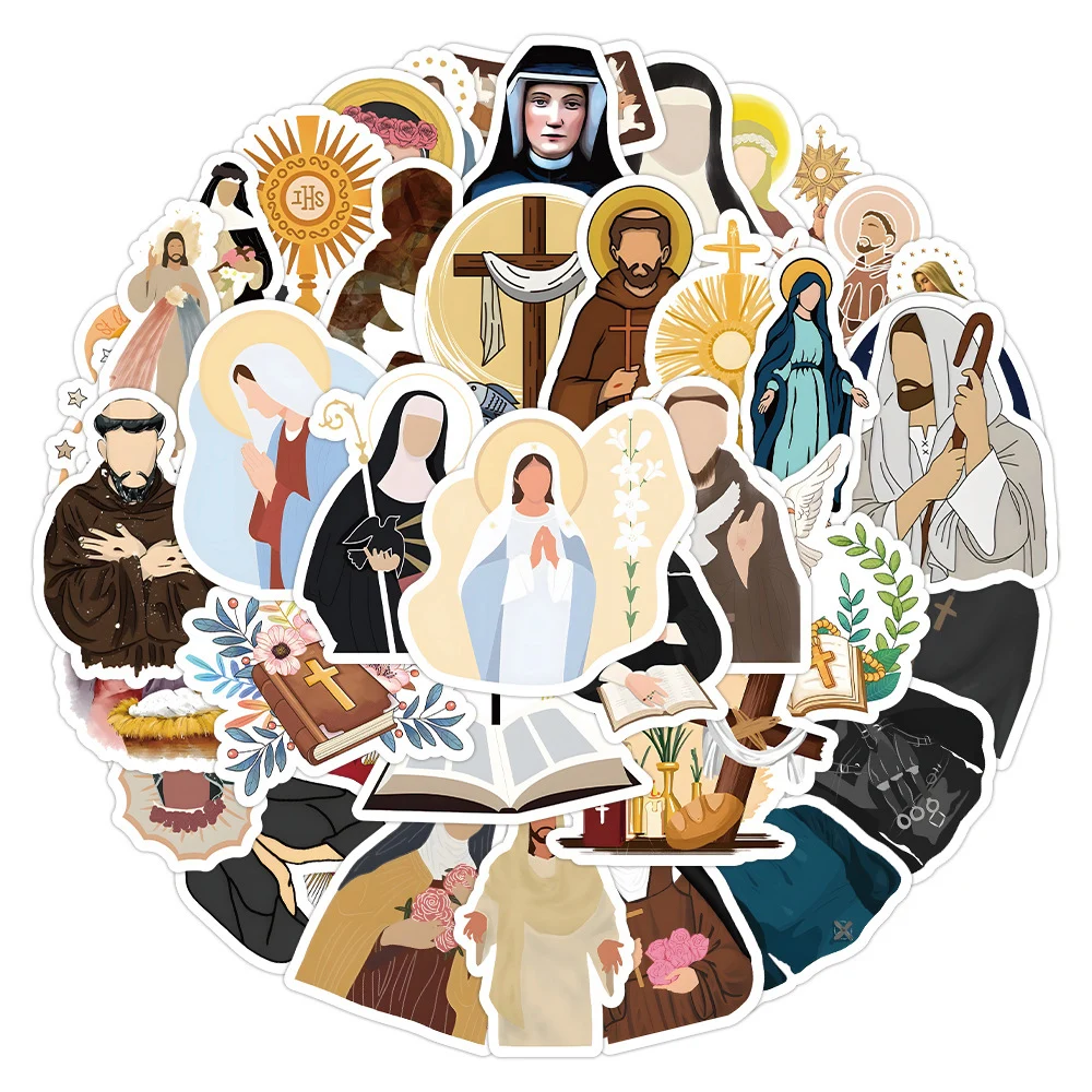 10/30/50pcs Cartoon Jesus Christians Religion Friar Stickers DIY Scrapbook Laptop Book Suitcase Car Graffiti Waterproof Sticker