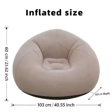 Nflatable Lounger Chair Flocked Air Sofa Bean Bag Portable Inflatable Sofa for Living Room Bedroom Outdoor Travel view 6