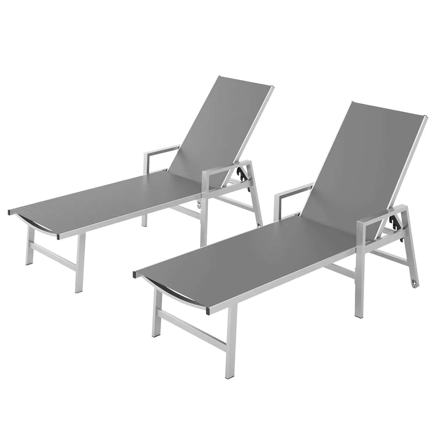 Aluminum Chaise Lounge Chair with Wheels & Armrests, 5-Position Adjustable Recliner, Poolside Patio Outdoor,  Customized