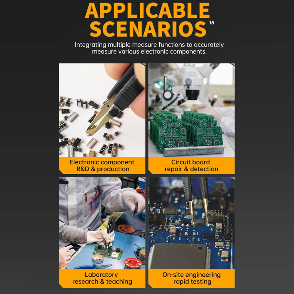 FNIRSI-pinza inteligente LCR-ST1, reconocimiento automático, LCR, SMD, ESR, probador con pantalla a Color, herramientas multímetro Digital portátiles