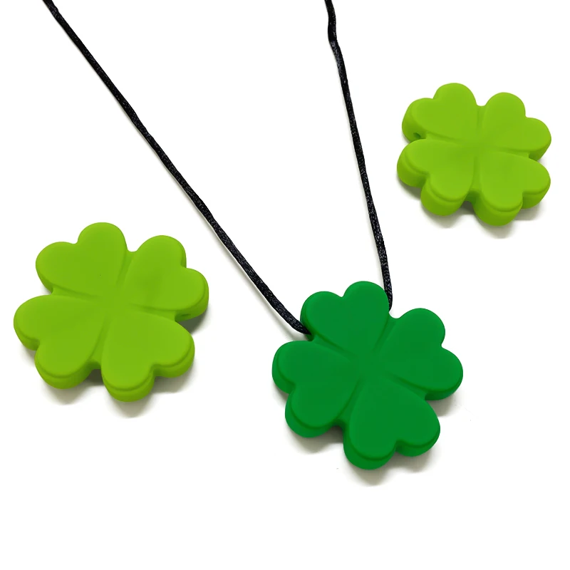 1Pcs New Silicone Four-Leaf Clover Pendant Baby Teething Necklace Teether Autism Sensory Chewing