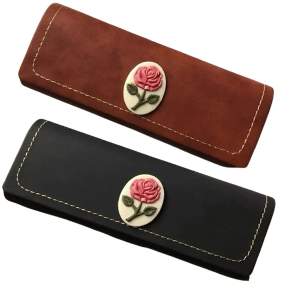 

2Pcs Pu Leather Glasses Cases Retro Pressure Resistant Glasses Storage Box Easy To Carry Simple Style Sunglasses Cases