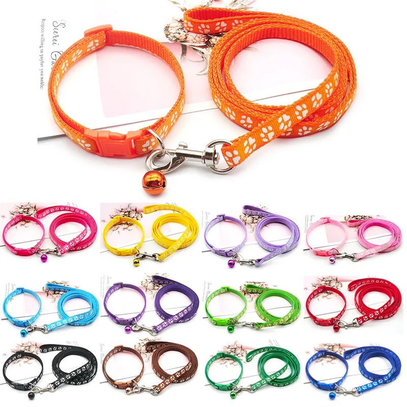 Corde de Traction pour animaux de compagnie, 1.2M, imprimé patte de chien, mignon, plusieurs couleurs, réglable, accessoires pour chiot et chat