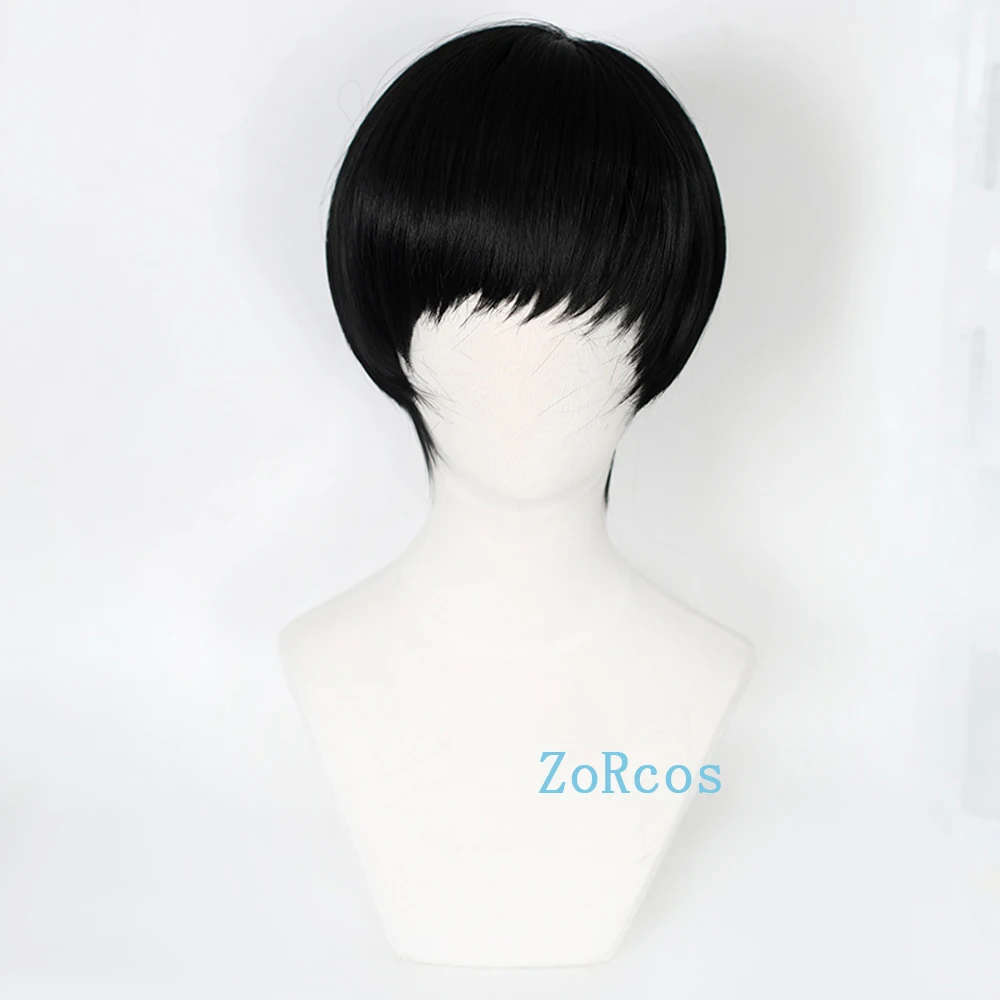 Anime Mashle: Magic and Muscles Cosplay Costume Wig Mashle Blue Short Hair Halloween Role Play Wig for Men with Free Wig Cap