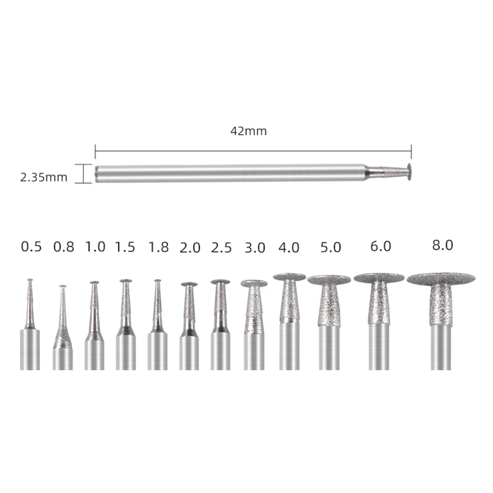12 pz 2.35mm testa di molatura giada intaglio testa di molatura diamantata Ultra sottile T-Handle intaglio coltello accessori Set di strumenti di intaglio
