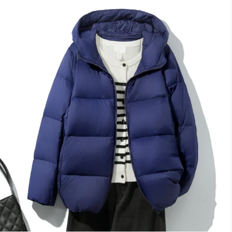 الخريف والشتاء جديد خفيفة الوزن أسفل سترة المرأة بسيطة موضة الدافئة مقنعين الكورية المرأة سترة معطف 2025 #1