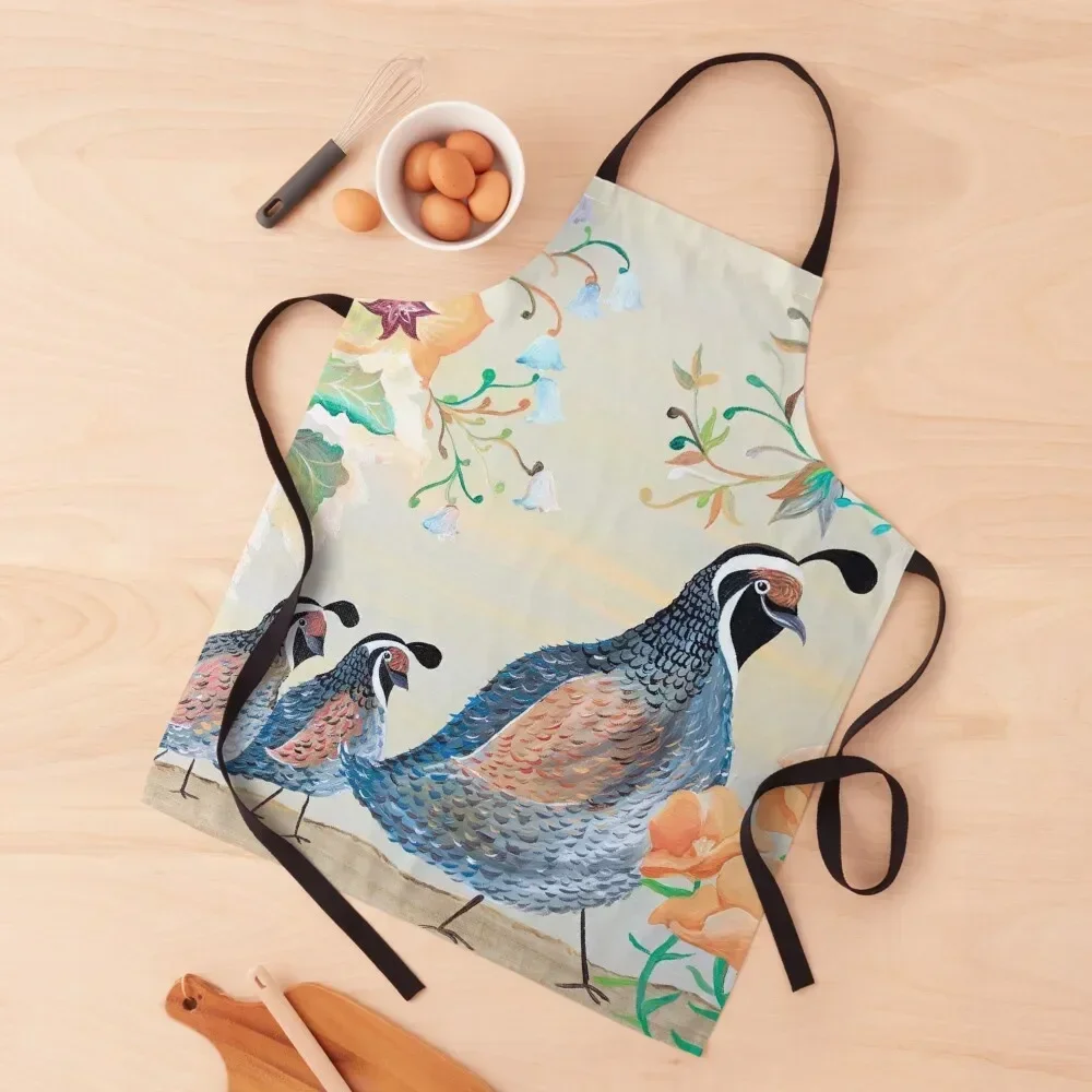 

Cute California Quails Apron For Women Kitchens Woman Apron