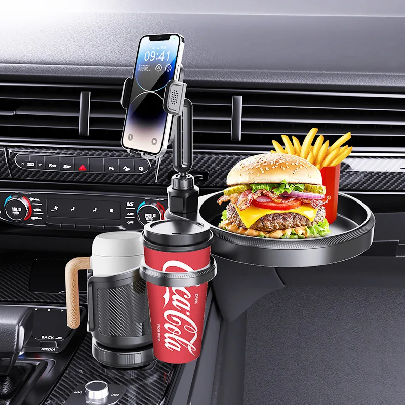 

Подставка-органайзер 3-в-1 для автомобиля: держатель для телефона и поднос для еды/питья, многофункциональная автомобильная подставка-столик