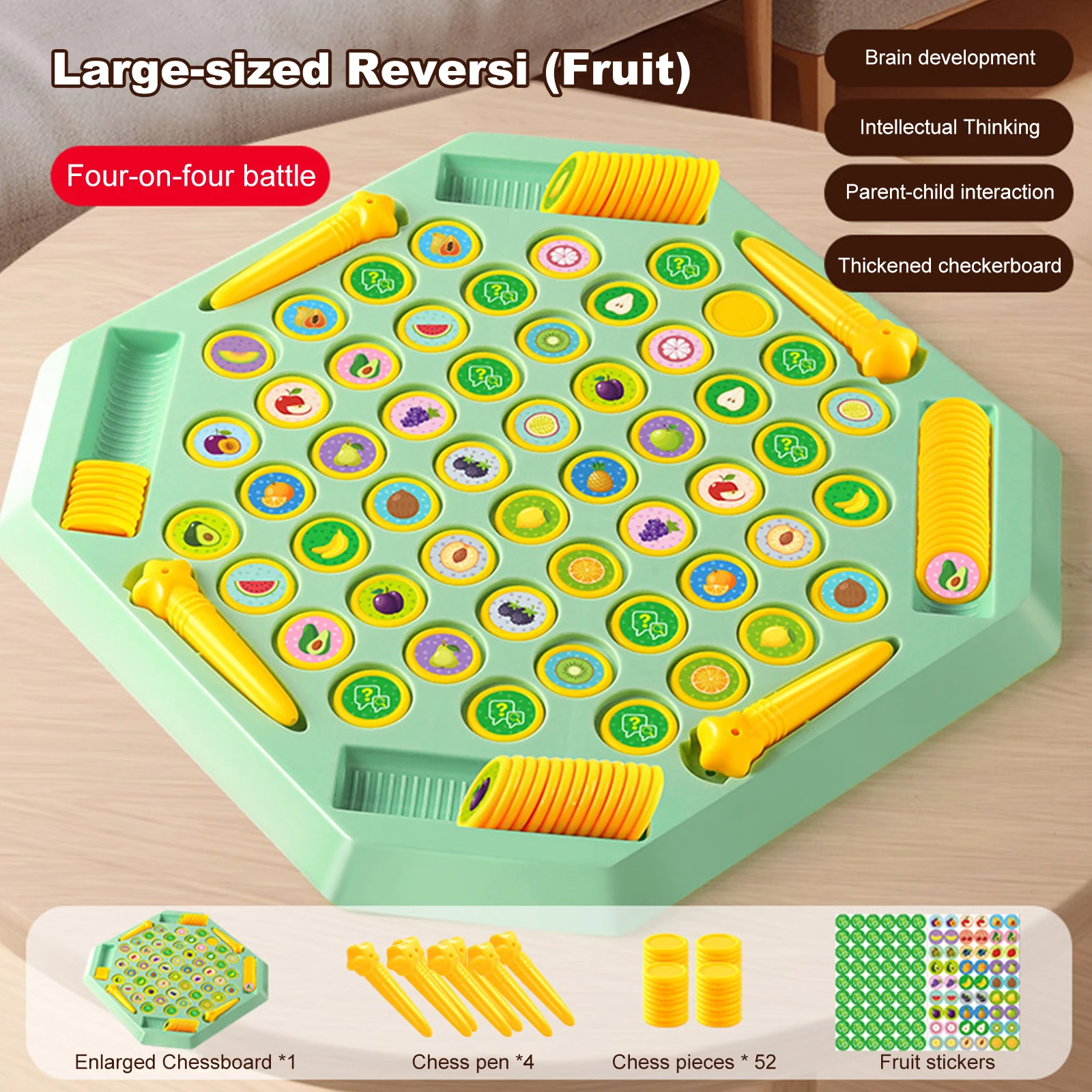 Memory Chess Game Fruit Animal Matching Chess Board Memory Flipping Chess for Kindergarten Gathering Activity