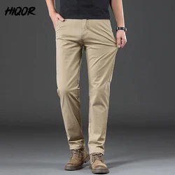 HIQOR, Pantalones informales finos para hombre, Pantalones de primavera y verano, nuevos Pantalones para hombre, Pantalones rectos de algodón de Color sólido para negocios