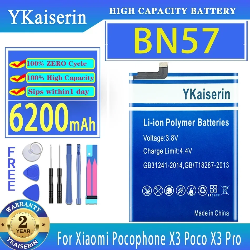 YKaiserin Replacement Battery BN57 BN61 For Xiaomi Pocophone X3/X3 Poco X3 Pro  high capacity battery