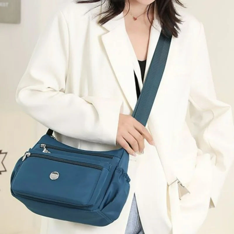 

2023 New Multi-Zipper Multi-Layer Messenger Bag Shoulder Bag Crossbody Women Cloth Bag Oxford Waterproof