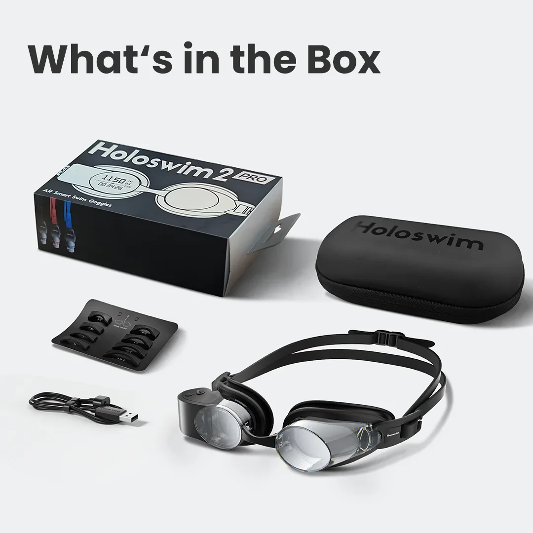 Okulary pływackie Holoswim 2 Pro AR Smart Glasses Goggles Anti-Fog z funkcją pomiaru w czasie rzeczywistym i monitorowaniem aktywności fitness.