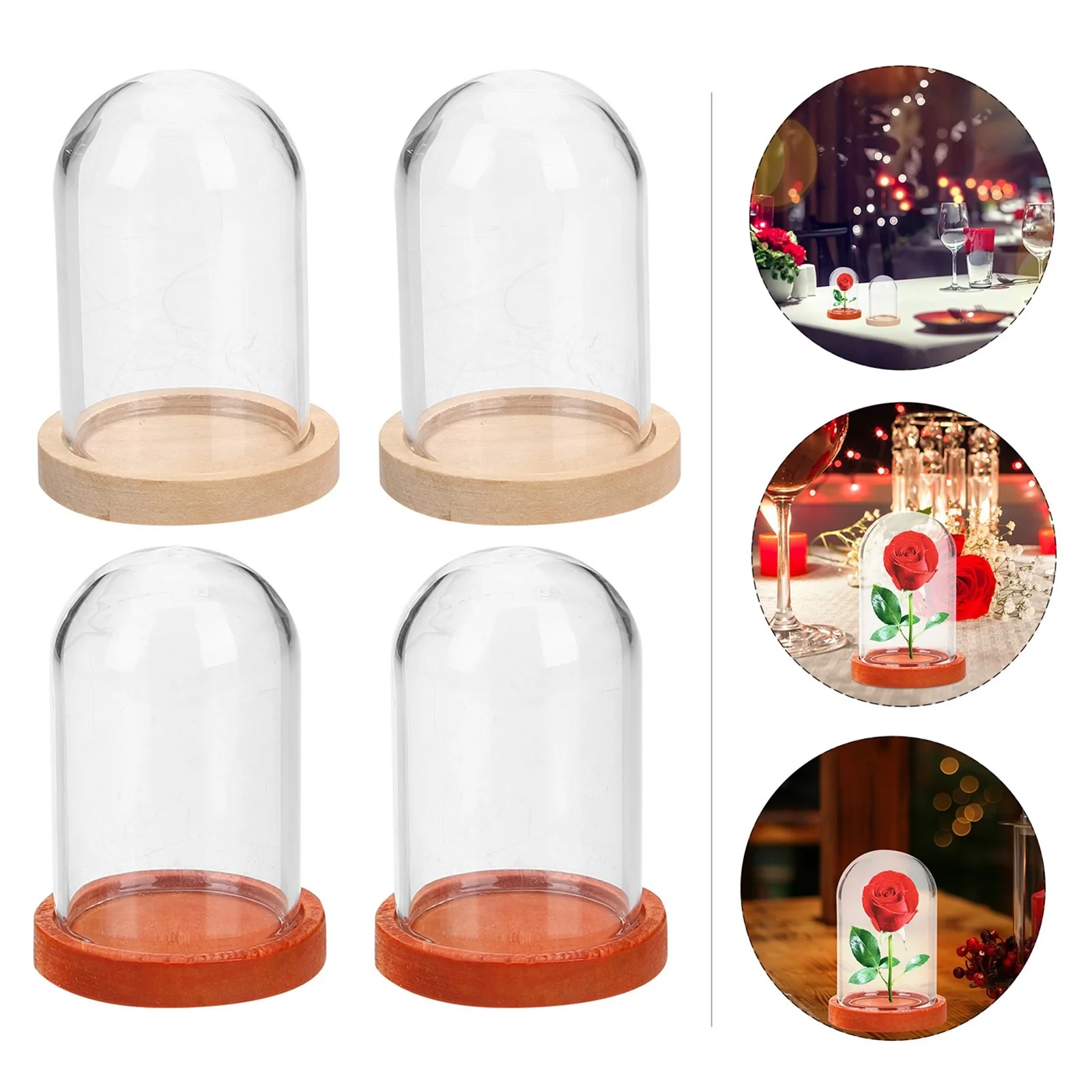 

10Pcs Small Glass Cloche Dome with Base Fine Craftsmanship Display Case for Flowers Candles Plant Dome Glass Case for Display