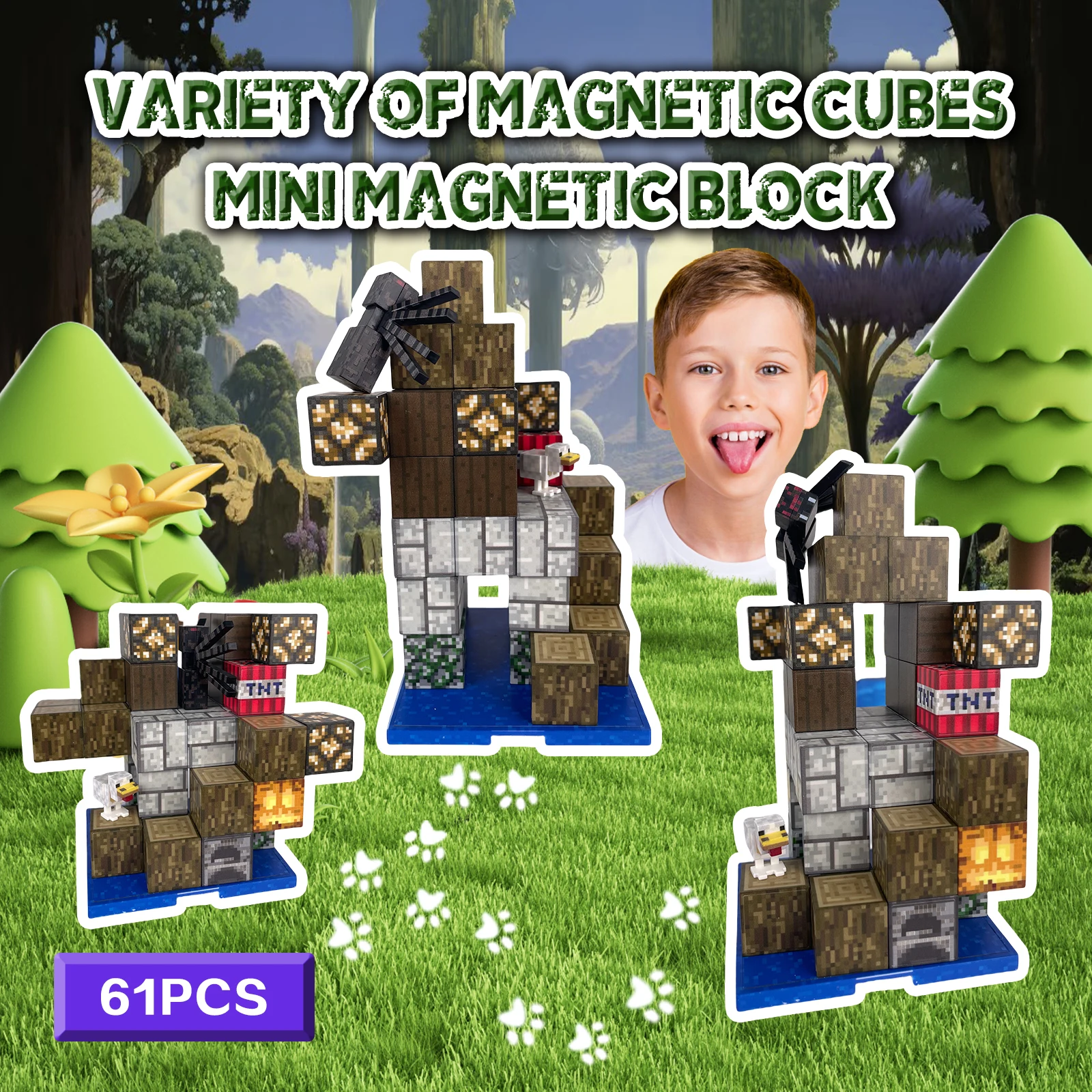 Magnetyczna płyta bazowa z wieloma płytkami bazowymi pasującymi do moich magnetycznych klocków konstrukcyjnych DIY dla dzieci.