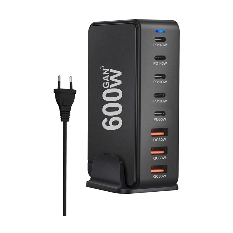 

Быстрая зарядка 600 Вт Настольное зарядное устройство Gan Quick PD 8 портов USB Type C Мобильный телефон Ноутбук ПК Зарядная док-станция Подставка с вилкой европейского стандарта