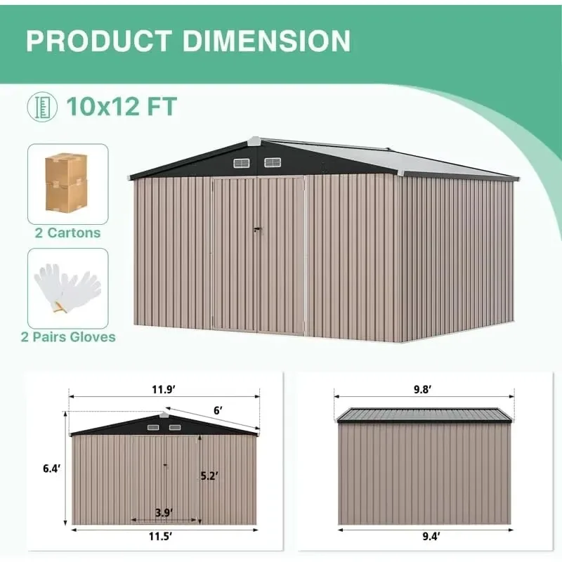 

[Limited Stock, Buy Now!]10X12 FT Outdoor Storage Shed, Durable Metal Outside Storage for Garden, Patio and Backyard, Waterproof
