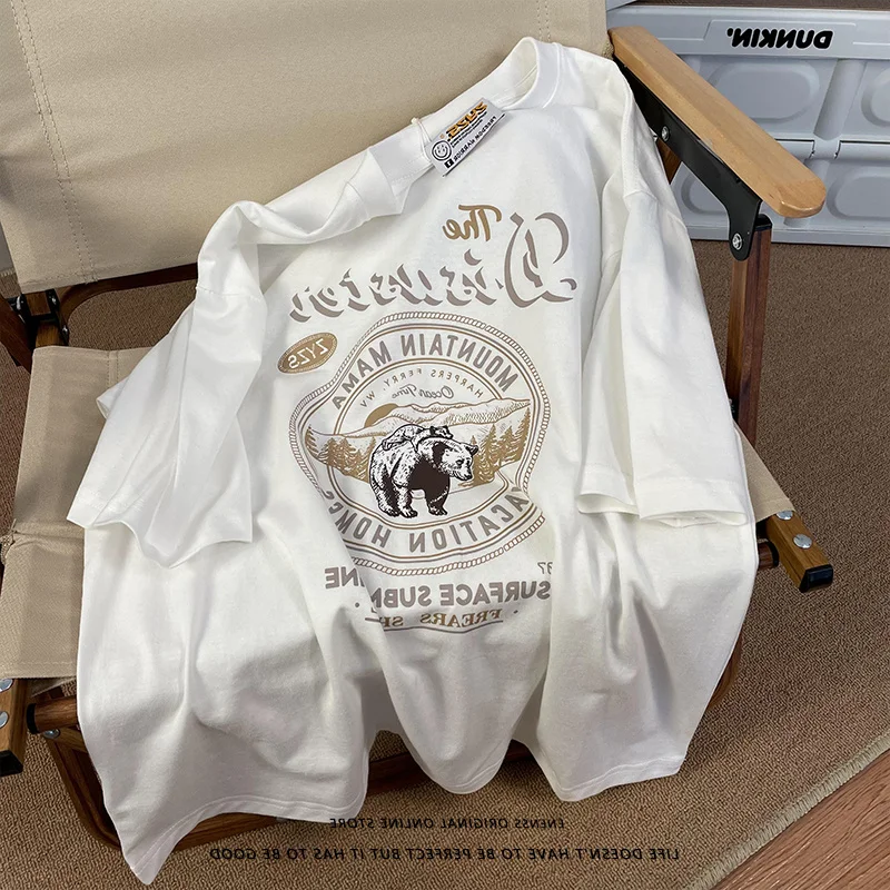 Vintage Large Size American Retro Brown Design ort Sve T-irt Women Summer Hong Kong Sle Chic Vintage Top