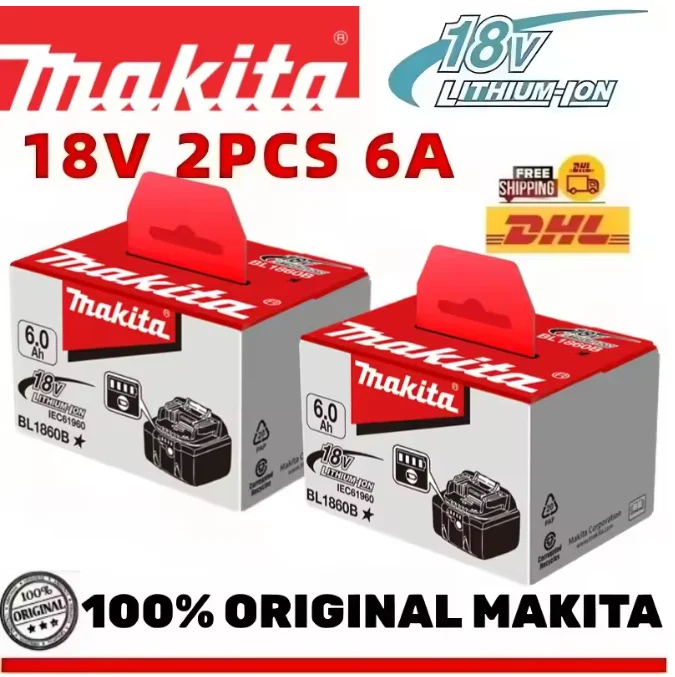Batterie Makita BL1860B 18V 6.0Ah 100% originale avec indicateur de puissance LED, durée de fonctionnement prolongée pour les outils sans fil LXT